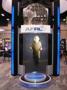 afrl, air force, Einstein, PhotonOpticon, PeopleVision, Hologram, Holographic Projection, Video Hologram, Clear Projection Screen, Translucent Projection, Video Projection, Transparent Image, HoloImager, Interactive Hologram, PhotonInteractive, Ghost Projection, Holosign, Video Glass, 3D Video Glass, Crystal Hologram
