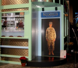 asc, army, PhotonOpticon, PeopleVision, Hologram, Holographic Projection, Video Hologram, Clear Projection Screen, Translucent Projection, Video Projection, Transparent Image, HoloImager, Interactive Hologram, PhotonInteractive, Ghost Projection, Holosign, Video Glass, 3D Video Glass, Crystal Hologram